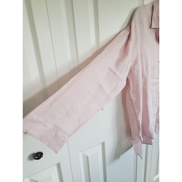 J. Jill XL Love Linen Pale‎ Pink  Tunic Top Blouse Button Front Oversz Pckt - Picture 5 of 7